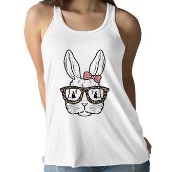 Rabbit Bunny Wearing Leopard Glasses Cute Easter Girls Women Tank Top Women Flowy Tank | Mazezy