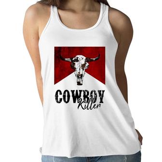 Retro Cow Skull Cowboy Killer Western Country Cowgirl Gift Women Flowy Tank
