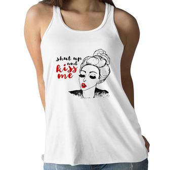Shut Up And Kiss Me Vintage Retro Hipster Girl Women Flowy Tank | Mazezy