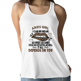 Sweet As Candy Cold As Ice Aries Leopard Aries Girls Birthday Gift Women Flowy Tank - Seseable