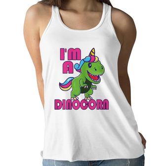 Unicorn Dinosaur Unicorn Cute Dinocorn Fun Dino Girl Trex Women Flowy Tank | Mazezy