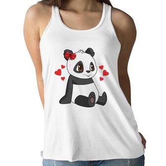 Valentine's Day Panda Hearts Rainbow Girls Toddlers Teacher Women Flowy Tank | Mazezy