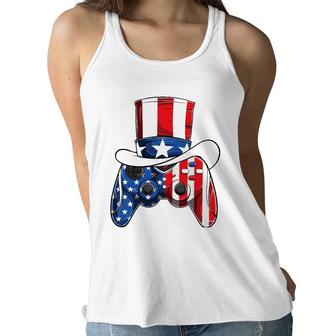 Video Game 4Th Of July Controller American Flag Kids Boys Women Flowy Tank | Mazezy