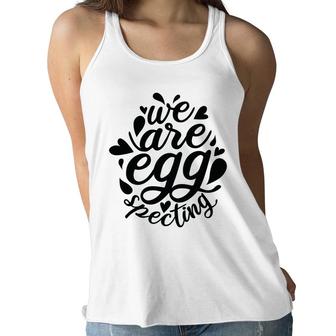 We Are Egg Specting Black Color Heart Easter Pregnancy Announcement Women Flowy Tank - Seseable