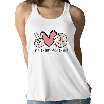 Womens Peace Love Volleyball Cute Design For Women Teen Girls V-Neck Women Flowy Tank | Mazezy UK