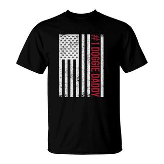 1 Doggie Daddy Father's Day Gift American Flag T-Shirt | Mazezy