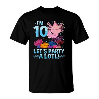 10 Years Old Axolotl Lover 10Th Birthday Gift Boys Girls T-Shirt | Mazezy
