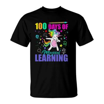 100 Days Of Magical Learning Unicorn Funny Teacher Student T-Shirt | Mazezy