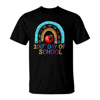 100 Days Of School - 100Th Day Of School Rainbow Girls Boys T-Shirt | Mazezy