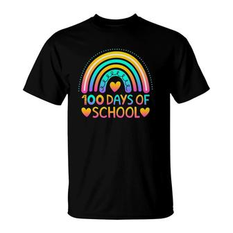 100 Days Of School Teacher Rainbow T-Shirt | Mazezy