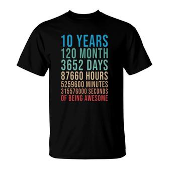 10Th Birthday 10 Years Old 10 Years 120 Month Vintage T-Shirt - Seseable