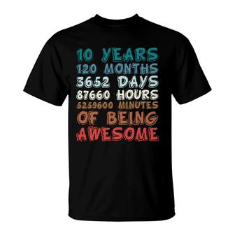 10Th Birthday 10 Years Old 10 Years 120 Months Of Being Awesome T-Shirt - Seseable