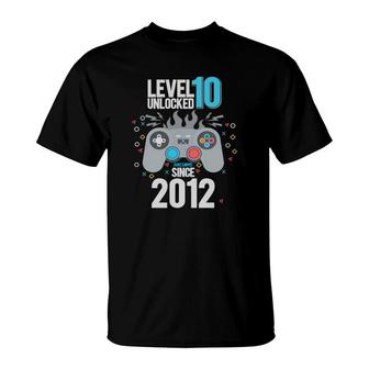 10Th Birthday 10 Years Old Level 10 Unlocked Awesome Since 2012 Gamer T-Shirt - Seseable