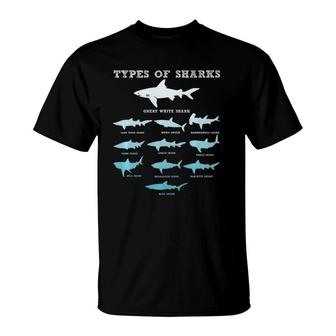 11 Types Of Sharks Marine Biology T-Shirt | Mazezy
