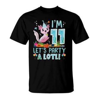 11 Years Old Axolotl 11Th Birthday Party Boys Girls T-Shirt | Mazezy