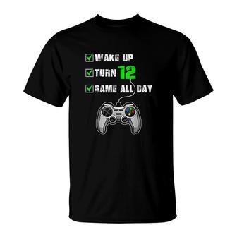 12th Birthday Gamer Level 12 Unlocked Gamer Birthday T-Shirt - Seseable