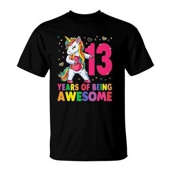 13 Years Old Unicorn Flossing 13Th Birthday Girl Unicorn T-Shirt | Mazezy