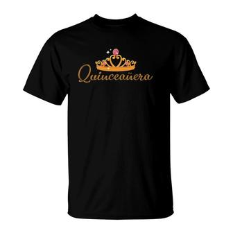 15 Years Old Quinceanera Crown Birthday Girl Cute T-Shirt | Mazezy