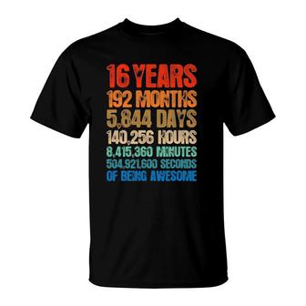 16 Years Old 16Th Birthday Vintage Retro 192 Months T-Shirt | Mazezy
