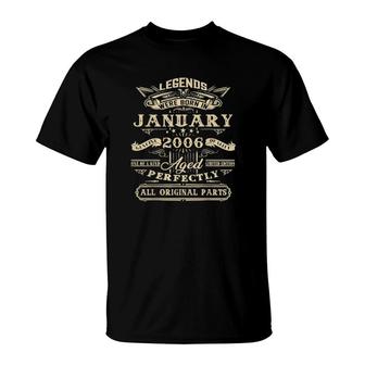 16Th Birthday For Legends Born January 2006 16 Yrs Old T-Shirt | Mazezy
