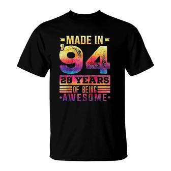 1994 28 Years Of Being Awesome 28Th Birthday Tie Dye Kids Raglan Baseball Tee T-Shirt | Mazezy