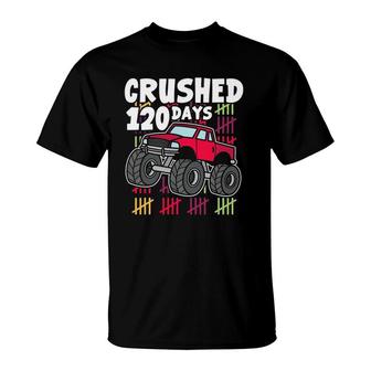 1St Grade 120 Days Of School Monster Truck Boys Kids T-Shirt | Mazezy