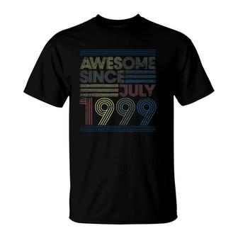 22Nd Birthday Gifts Vintage - Awesome Since July 1999 Ver2 T-Shirt | Mazezy