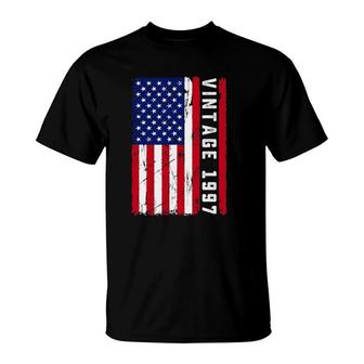 25 Years Old Gifts Vintage 1997 American Flag 25Th Birthday T-Shirt | Mazezy