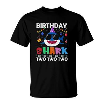 2nd Birthday Boy Shark Matching Party Gifts For Kids T-Shirt - Seseable