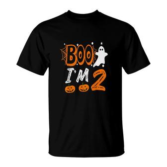 2Nd Birthday Kids Boo I'm 2 Two Yr Ghost Halloween Costume T-Shirt | Mazezy