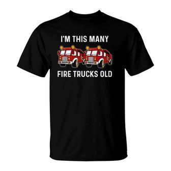 2Nd Birthday Two Years Old Firetruck Firefighting Gift T-Shirt | Mazezy