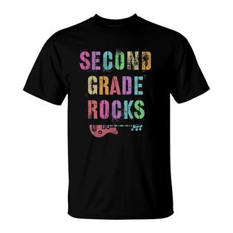 2Nd Grade Rocks Student Teacher Team Second Grader Rockstar T-Shirt | Mazezy