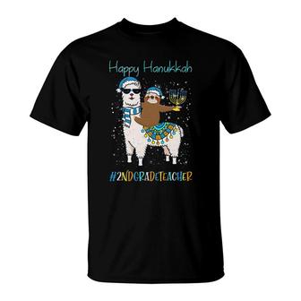 2Nd Grade Teacher Slothllama Happy Hanukkah Tee S T-Shirt | Mazezy