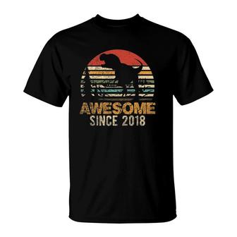 3Rd Birthday Dinosaur 3 Year Old Boy Awesome Since 2018 Gift T-Shirt | Mazezy