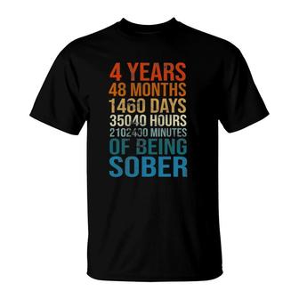 4 Years Sober Celebration Sobriety Recovery Clean And Sober T-Shirt | Mazezy