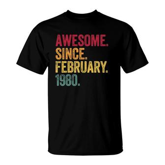 42 Years Old Awesome Since February 1980 42Nd Birthday Gift T-Shirt | Mazezy