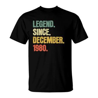 42 Years Old Men Women Gifts Legend Since December 1980 Birthday T-Shirt | Mazezy
