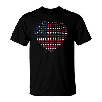 4Th Of July American Flag Heart Us Patriotic Colors T-Shirt | Mazezy