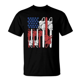 4Th Of July Arboris Men Tree Climber Dad Chainsaw T-Shirt | Mazezy