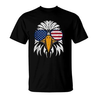 4Th Of July Bald Eagle Patriotic American Flag Glasses Gift T-Shirt | Mazezy UK