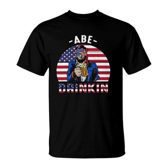 4Th Of July Drinkin Like Lincoln Abraham Abe American Flag T-Shirt | Mazezy