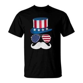 4Th Of July Funny Gift Usa Mustache Man T-Shirt | Mazezy AU
