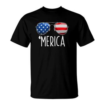 4Th Of July  Merica Sunglasses All America Usa Flag T-Shirt