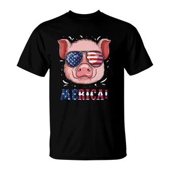 4Th Of July Patriot Pig Gifts Men Women Kids Usa Flag T-Shirt | Mazezy