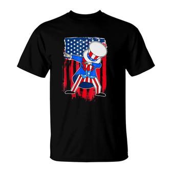 4Th Of July Uncle Sam Dab American Flag Patriotic T-Shirt | Mazezy