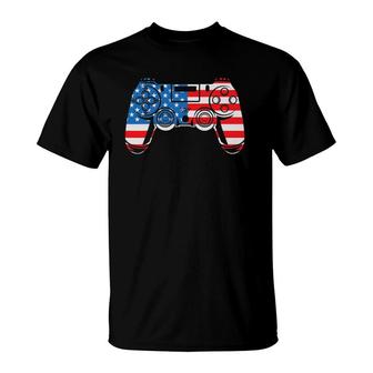 4Th Of July Video Gamer American Freedom Usa Flag T-Shirt | Mazezy