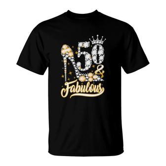50 & Fabulous 50 Years Old 50Th Birthday Diamond Crown Shoes T-Shirt | Mazezy