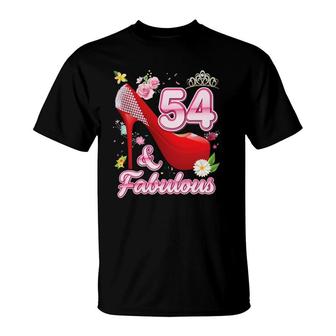 54 Years Old And Fabulous 54Th Happy Birthday Floral Pink T-Shirt | Mazezy