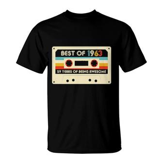 59Th Birthday Retro Vintage Best Of 1963 Cassette Tape T-Shirt | Mazezy