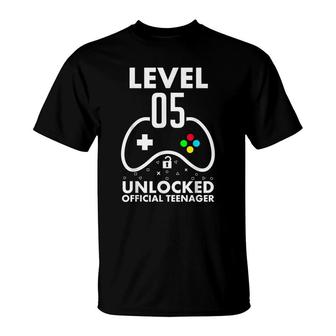 5Th Birthday Level 5 Unlocked Video Gamer Birthday T-Shirt - Seseable